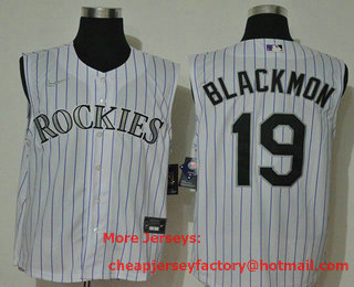 Men's Colorado Rockies #19 Charlie Blackmon White 2020 Cool and Refreshing Sleeveless Fan Stitched MLB Nike Jersey