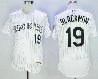 Men's Colorado Rockies #19 Charlie Blackmon White Pinstripe Home 2016 Flexbase Baseball Jersey