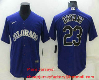 Men's Colorado Rockies #23 Kris Bryant Purple Stitched MLB Cool Base Nike Jersey