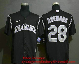 Men's Colorado Rockies #28 Nolan Arenado Black Stitched MLB Cool Base Nike Jersey
