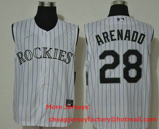 Men's Colorado Rockies #28 Nolan Arenado White 2020 Cool and Refreshing Sleeveless Fan Stitched MLB Nike Jersey