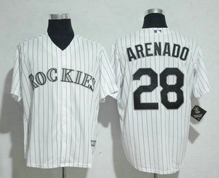 Men's Colorado Rockies #28 Nolan Arenado White Home Stitched MLB Cool Base Jersey