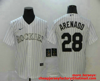 Men's Colorado Rockies #28 Nolan Arenado White Stitched MLB Cool Base Nike Jersey