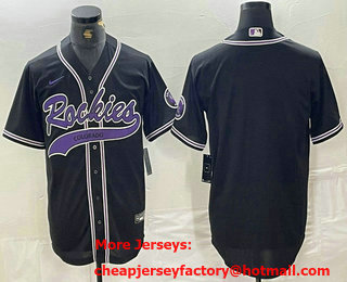Men's Colorado Rockies Blank Black With Patch Cool Base Stitched Baseball Jersey
