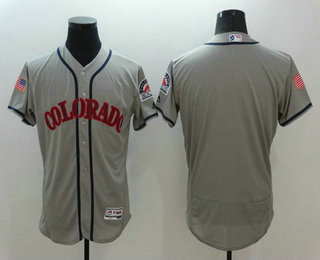 Men's Colorado Rockies Blank Gray Fashion Stars & Stripes 2016 Flexbase MLB Independence Day Jersey