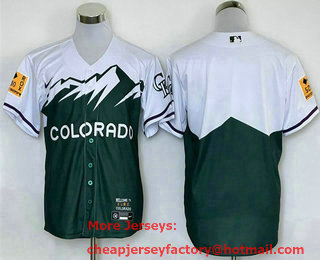 Men's Colorado Rockies Blank Green 2022 City Connect Cool Base Stitched Jersey