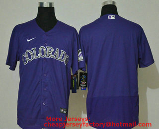 Men's Colorado Rockies Blank Purple Stitched MLB Flex Base Nike Jersey
