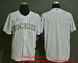 Men's Colorado Rockies Blank White Stitched MLB Cool Base Nike Jersey