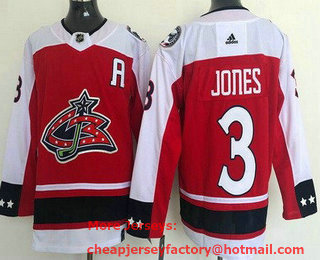Men's Columbus Blue Jackets #3 Seth Jones Red 2021 Reverse Retro Authentic Jersey