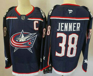 Men's Columbus Blue Jackets #38 Boone Jenner Navy Authentic Jersey