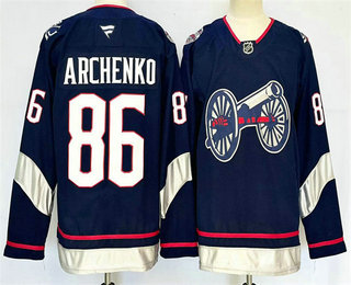 Men's Columbus Blue Jackets #86 Kirill Marchenko Navy Authentic Stitched Jersey