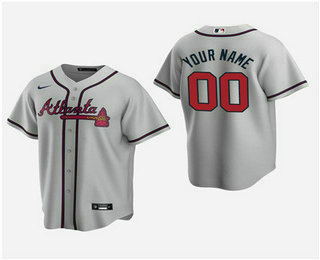 Men's Custom Atlanta Braves 2020 Gray Road Replica Jersey