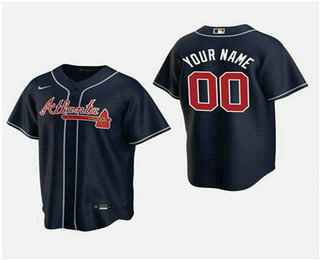 Men's Custom Atlanta Braves 2020 Navy Alternate Replica Jersey