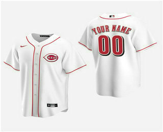 Men's Custom Cincinnati Reds White Home Replica Jersey