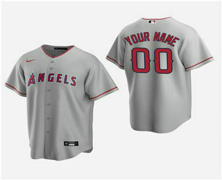 Men's Custom Los Angeles Angels Gray Road Replica Jersey