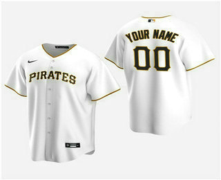 Men's Custom Pittsburgh Pirates White Home Replica Jersey