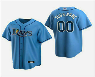 Men's Custom Tampa Bay Rays Light Blue Alternate Replica Jersey