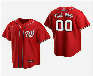 Men's Custom Washington Nationals Red Alternate Replica Jersey