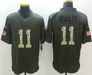 Men's Dallas Cowboys #11 Cole Beasley Green Salute to Service 2015 NFL Nike Limited Jersey