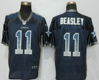 Men's Dallas Cowboys #11 Cole Beasley Navy Blue Drift Fashion NFL Nike Elite Jersey