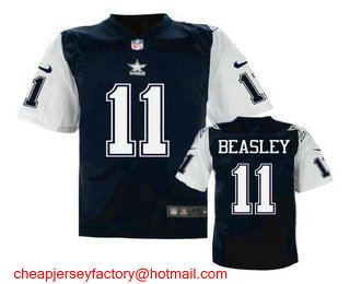 Men's Dallas Cowboys #11 Cole Beasley Navy Blue Throwback Stitched NFL Nike Elite Jersey