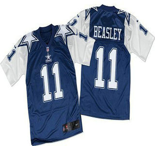 Men's Dallas Cowboys #11 Cole Beasley Navy Blue White Throwback Nike Elite Jersey