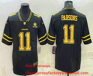 Men's Dallas Cowboys #11 Micah Parsons Black Gold Edition With 1960 Patch Limited Stitched Football Jersey