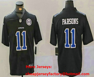 Men's Dallas Cowboys #11 Micah Parsons Black Throwback With Patch Vapor Limited Stitched Jersey