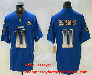 Men's Dallas Cowboys #11 Micah Parsons Blue Smoke Fashion FUSE Jersey