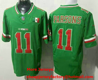 Men's Dallas Cowboys #11 Micah Parsons Limited Green Mexico Fashion FUSE Vapor Jersey