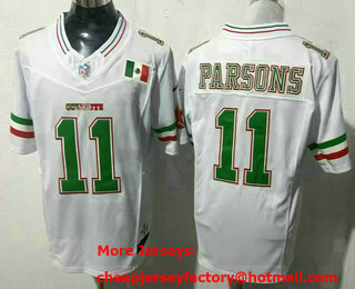 Men's Dallas Cowboys #11 Micah Parsons Limited White Mexico Fashion FUSE Vapor Jersey