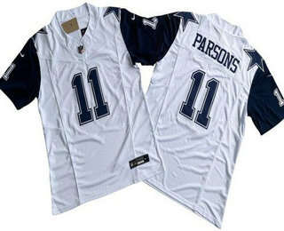 Men's Dallas Cowboys #11 Micah Parsons Limited White Throwback FUSE Vapor Jersey