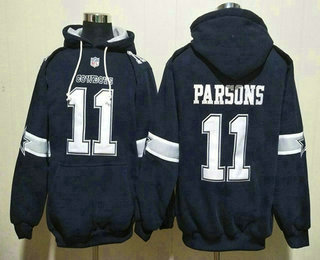 Men's Dallas Cowboys #11 Micah Parsons Navy Ageless Must Have Lace Up Pullover Hoodie