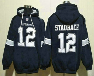 Men's Dallas Cowboys #12 Roger Staubach Navy Ageless Must Have Lace Up Pullover Hoodie