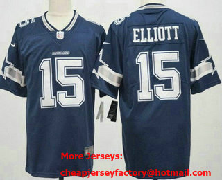 Men's Dallas Cowboys #15 Ezekiel Elliott Limited Navy Vapor Jersey