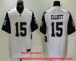 Men's Dallas Cowboys #15 Ezekiel Elliott White Color Rush Limited Stitched Jersey