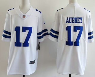 Men's Dallas Cowboys #17 Brandon Aubrey Limited White Vapor Jersey