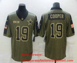 Men's Dallas Cowboys #19 Amari Cooper 2021 Olive Salute To Service Limited Stitched Jersey