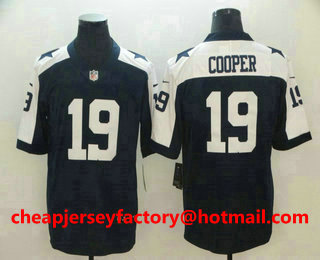 Men's Dallas Cowboys #19 Amari Cooper Blue Thanksgiving 2017 Vapor Untouchable Stitched NFL Nike Limited Jersey