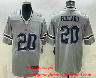 Men's Dallas Cowboys #20 Tony Pollard Gray Vapor Untouchable Limited Stitched Jersey