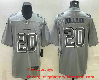 Men's Dallas Cowboys #20 Tony Pollard Grey Atmosphere Fashion Stitched Jersey