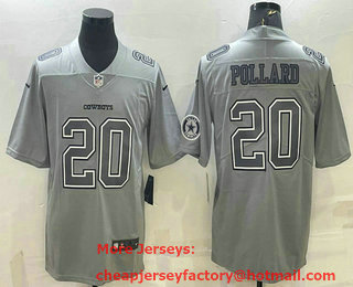 Men's Dallas Cowboys #20 Tony Pollard With Patch Grey Atmosphere Fashion Stitched Jersey