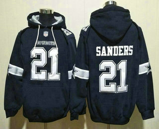 Men's Dallas Cowboys #21 Barry Sanders Navy Ageless Must Have Lace Up Pullover Hoodie
