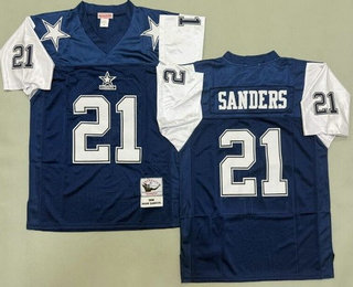 Men's Dallas Cowboys #21 Deion Sanders Navy 1995 Throwback Jersey