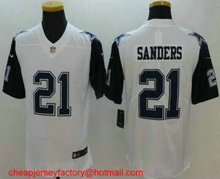 Men's Dallas Cowboys #21 Deion Sanders White 2016 Color Rush Stitched NFL Nike Limited Jersey