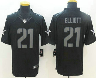 Men's Dallas Cowboys #21 Ezekiel Elliott Black Impact NFL Nike Limited Jersey