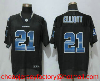 Men's Dallas Cowboys #21 Ezekiel Elliott Black Strobe Stitched NFL Nike Fashion Jersey