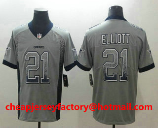 Men's Dallas Cowboys #21 Ezekiel Elliott Gray 2018 Fashion Drift Color Rush Stitched NFL Nike Limited Jersey