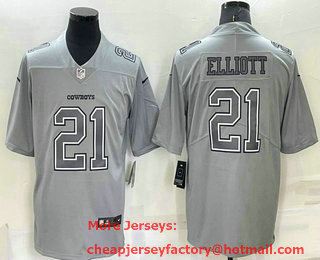 Men's Dallas Cowboys #21 Ezekiel Elliott Grey Atmosphere Fashion 2022 Vapor Untouchable Stitched Nike Limited Jersey