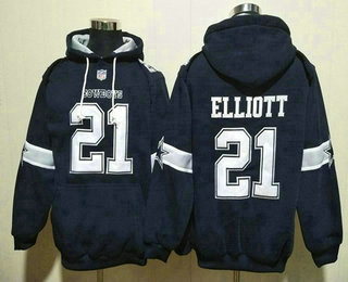 Men's Dallas Cowboys #21 Ezekiel Elliott Navy Ageless Must Have Lace Up Pullover Hoodie